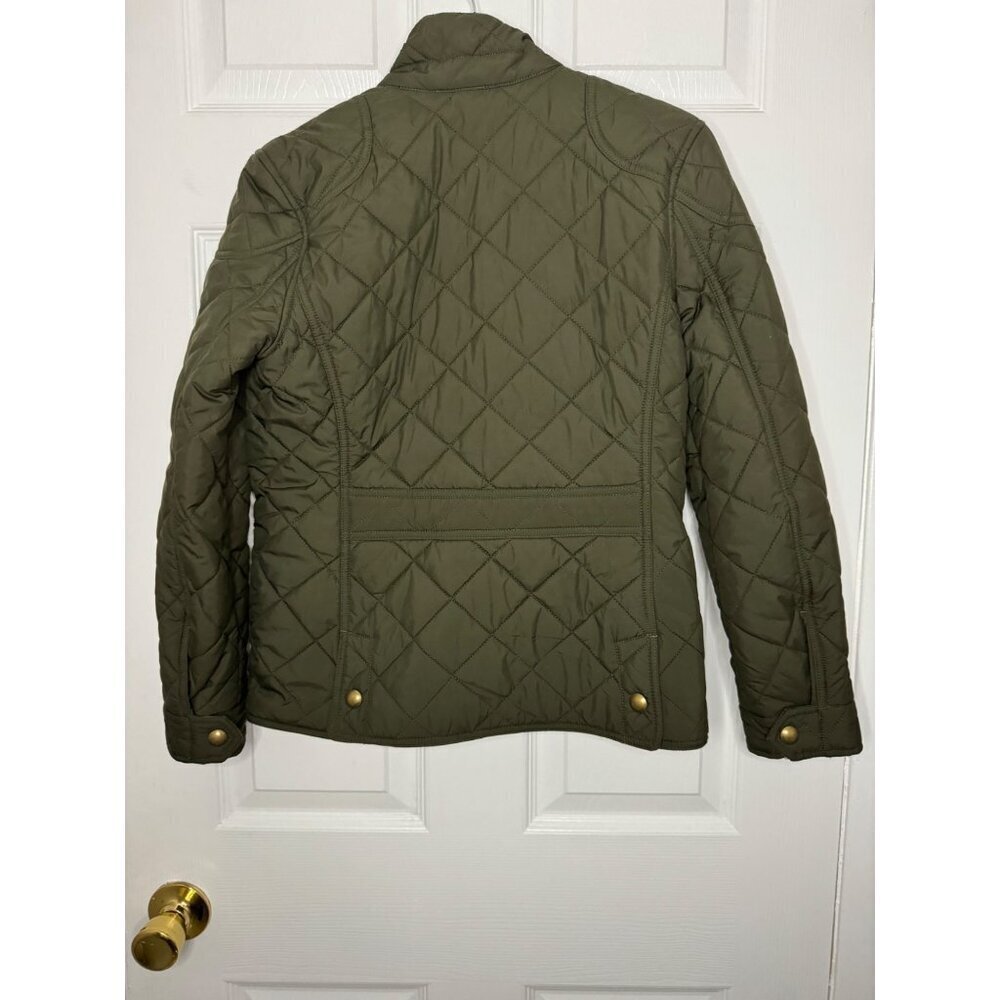 Polo Ralph Lauren Girls L Olive Green Quilted Jacket Gold Snap Buttons & Zipper - Picture 3 of 9